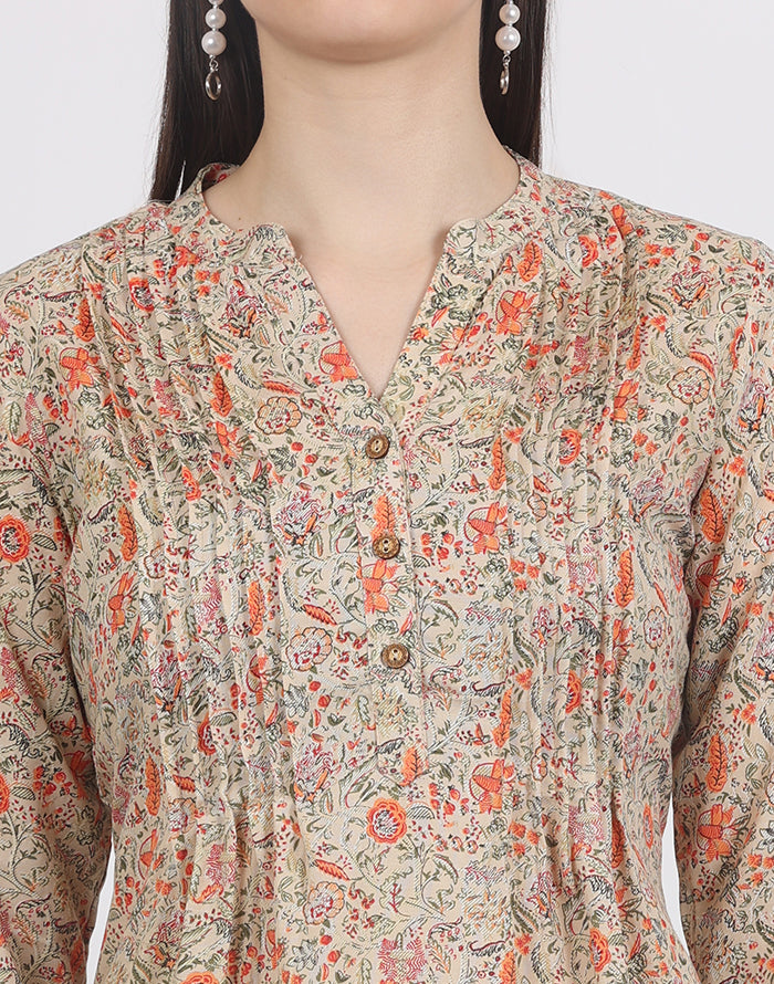 Beige Floral Tunic