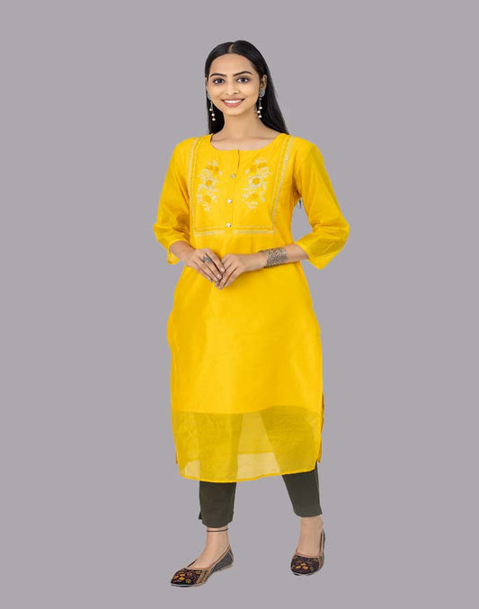 Mustered Embroidery Kurti