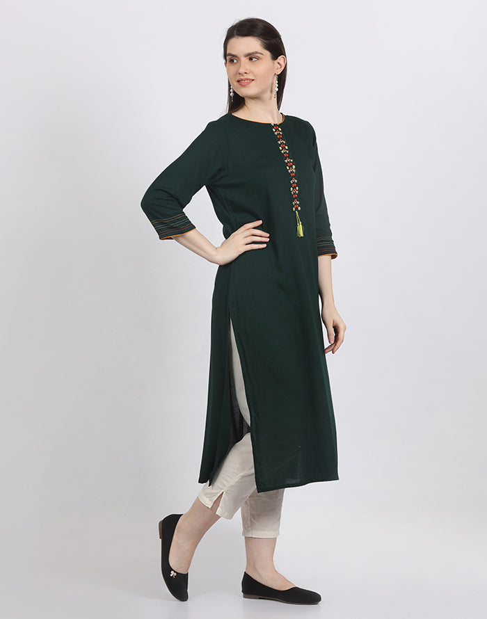 Green Embroidery Kurti