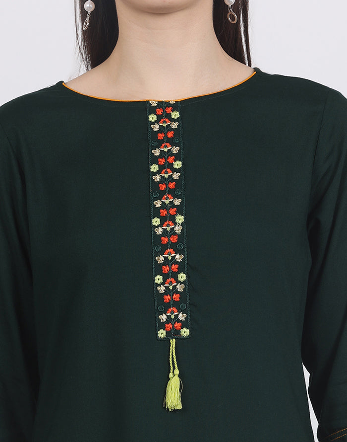 Green Embroidery Kurti