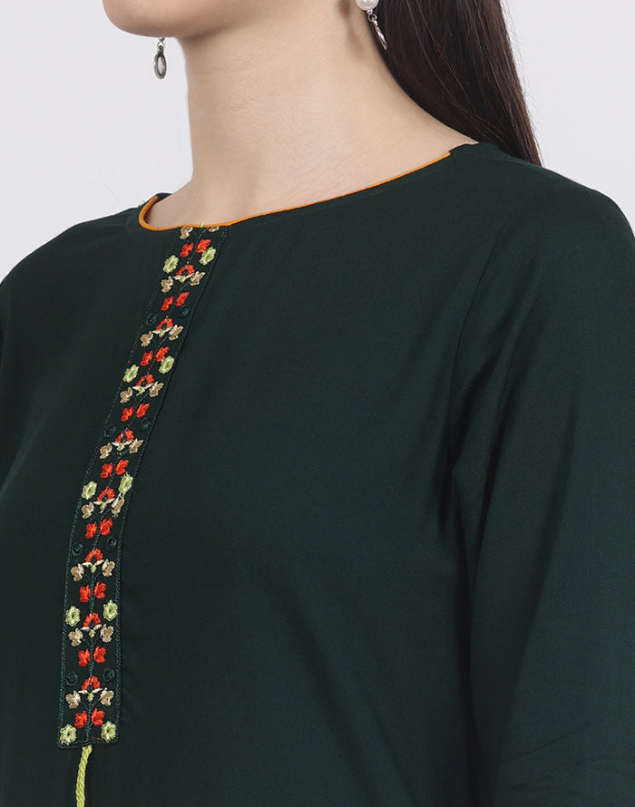 Green Embroidery Kurti