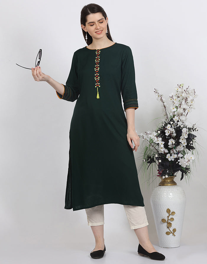 Green Embroidery Kurti