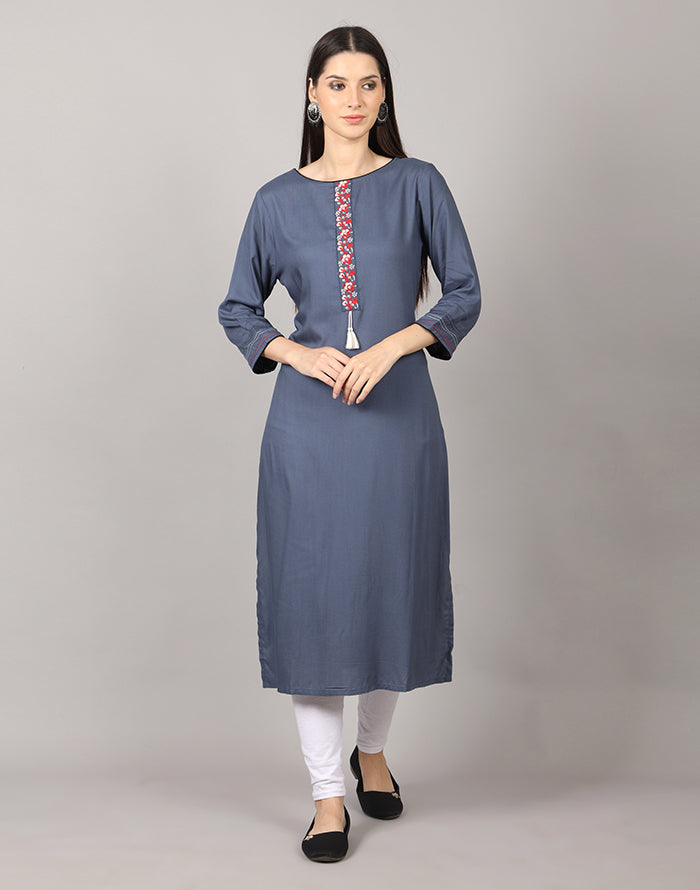 Grey Embroidery Kurti