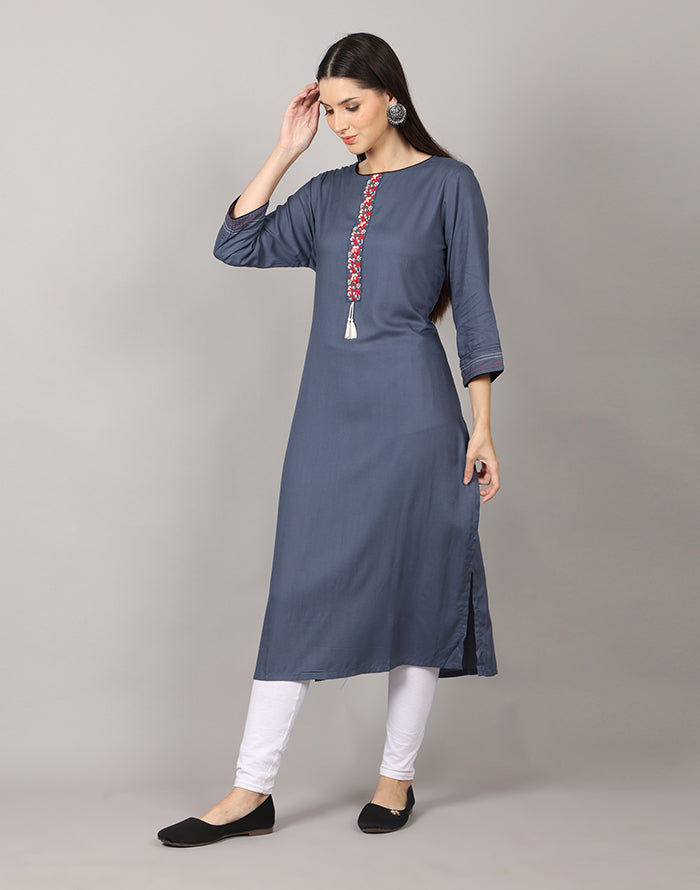 Grey Embroidery Kurti