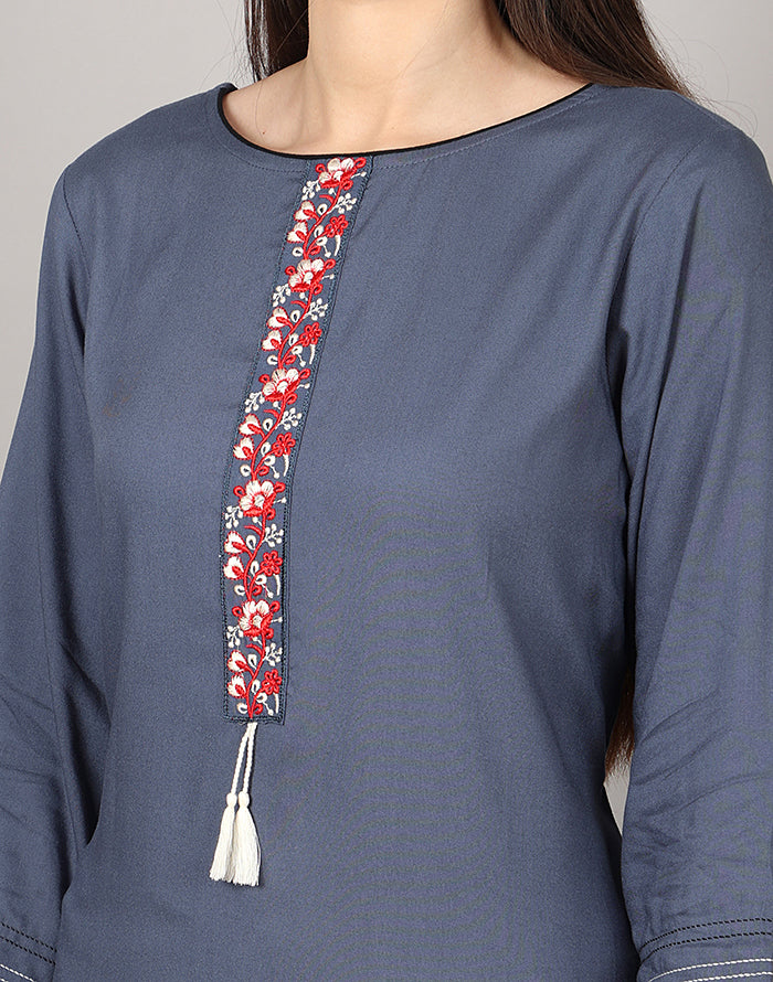 Grey Embroidery Kurti