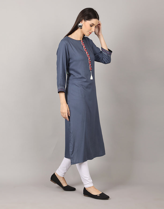 Grey Embroidery Kurti