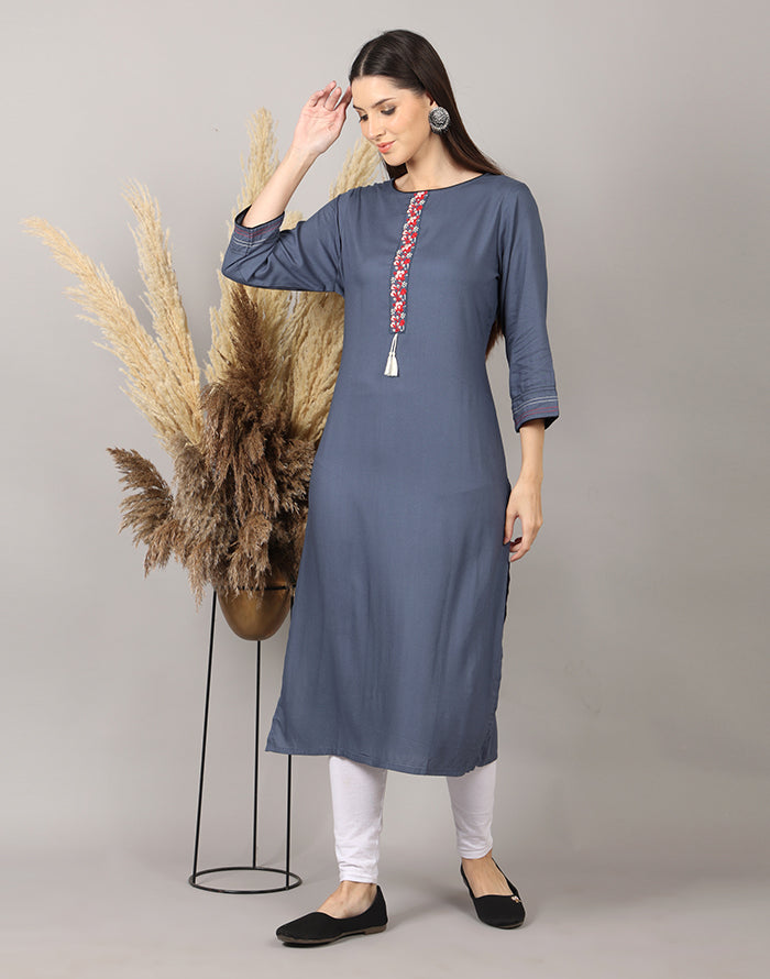 Grey Embroidery Kurti