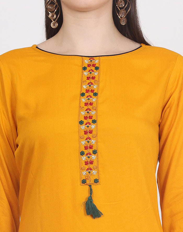 Musterd Embroidery Kurti