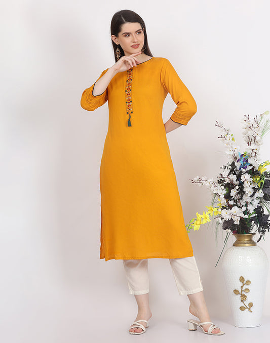 Musterd Embroidery Kurti