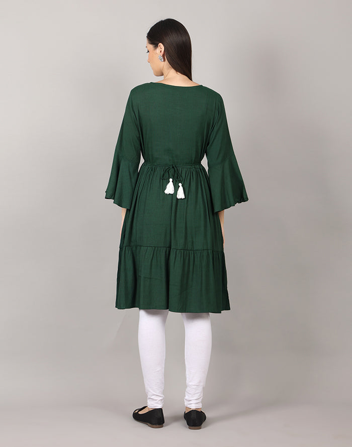 Bottle Green Embroidery Kurti