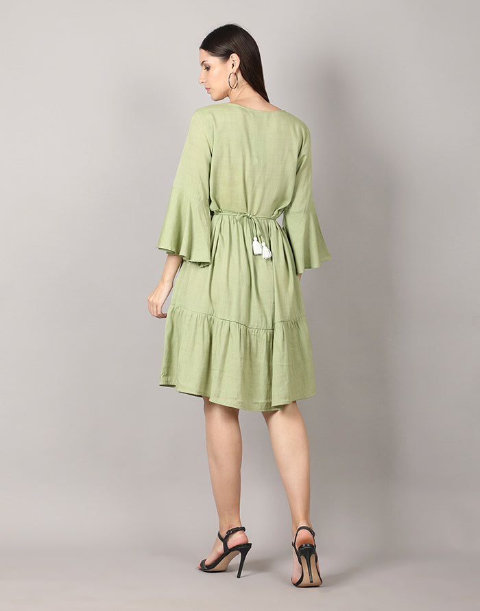 Pista Green Embroidery Kurti