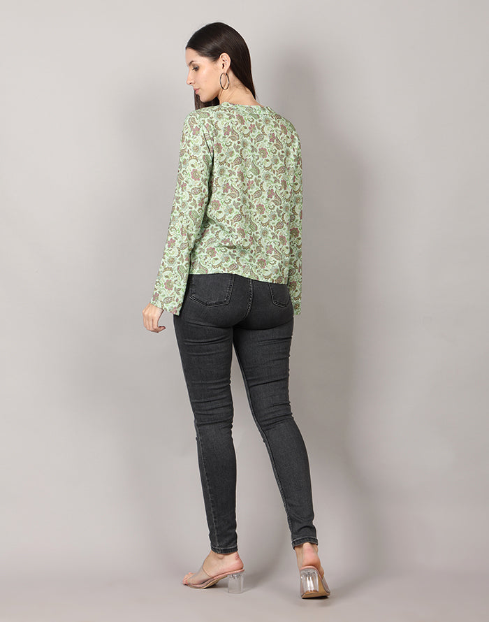 Green Floral Top