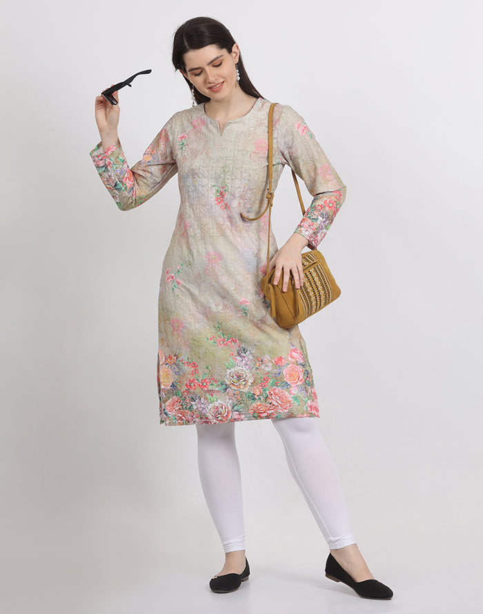 Yellow Floral Print Kurti