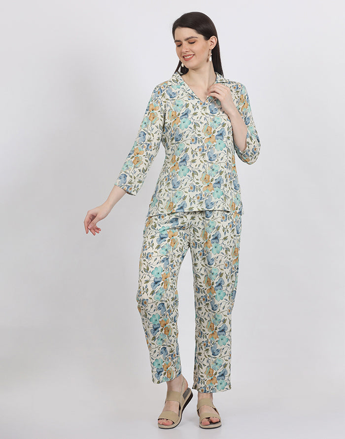 Sky Floral Color Printed Co-Ord Set