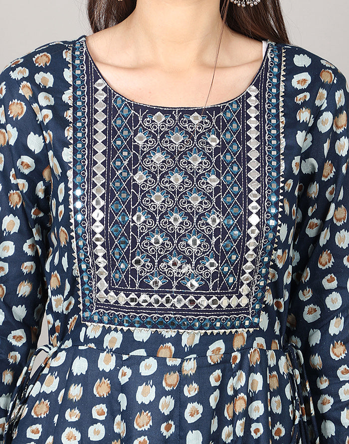 Navy Blue Printed Kurti