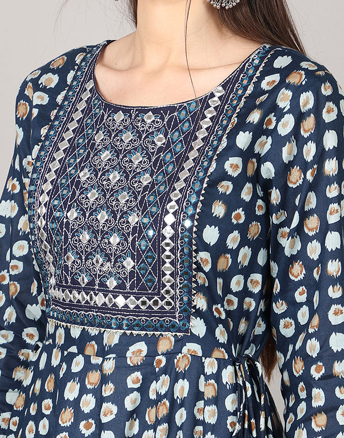 Navy Blue Printed Kurti