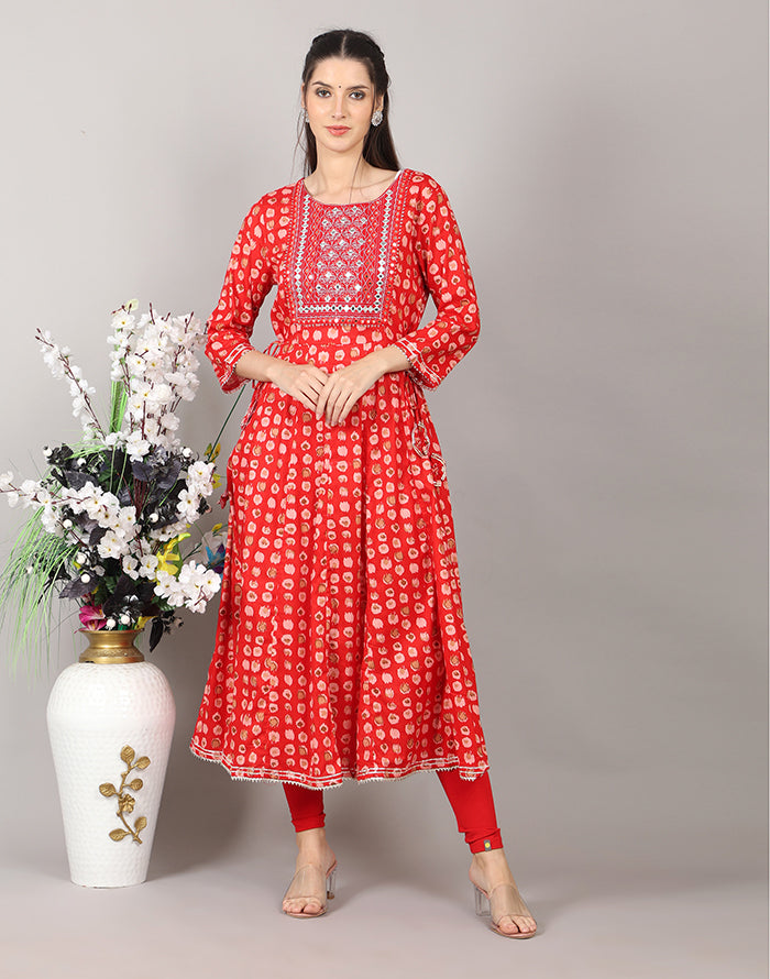 Red Printed Kurti