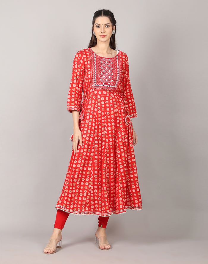 Red Printed Kurti