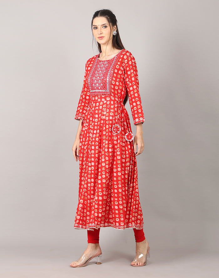 Red Printed Kurti