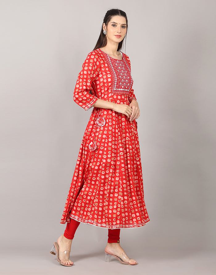 Red Printed Kurti