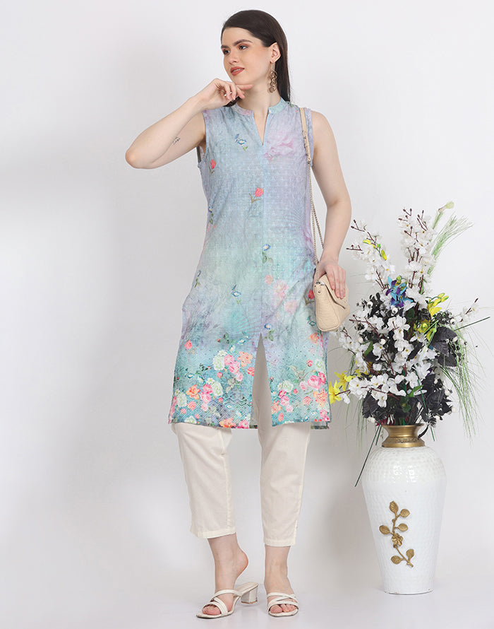 Green Floral Print Kurti