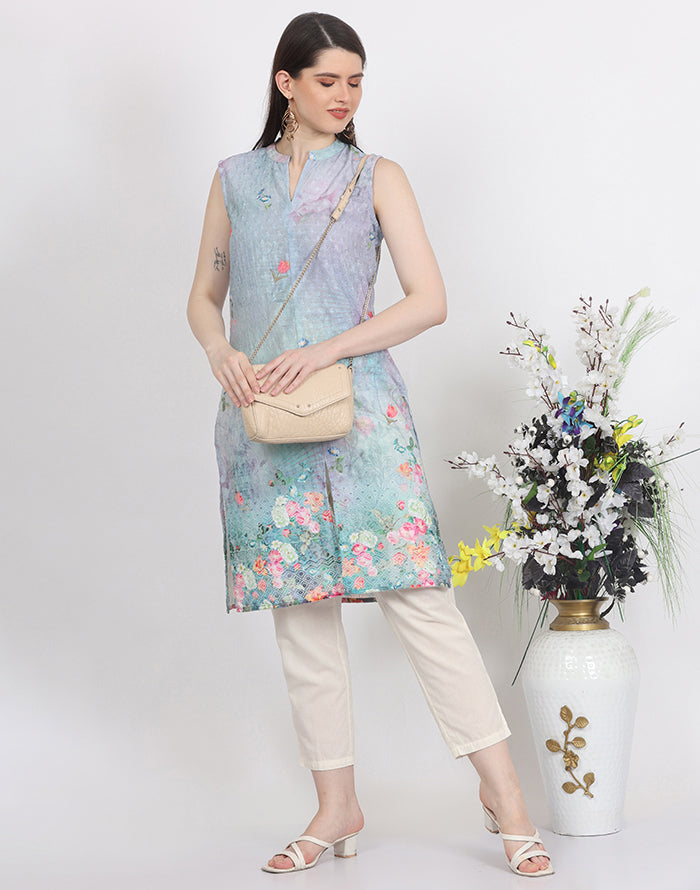 Green Floral Print Kurti