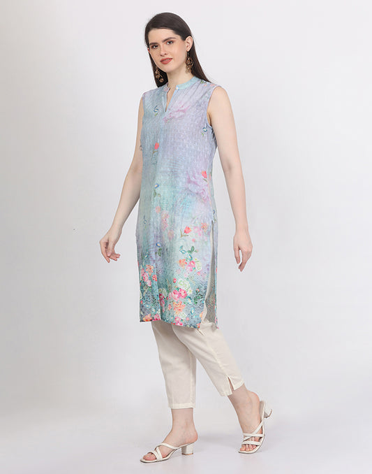 Green Floral Print Kurti