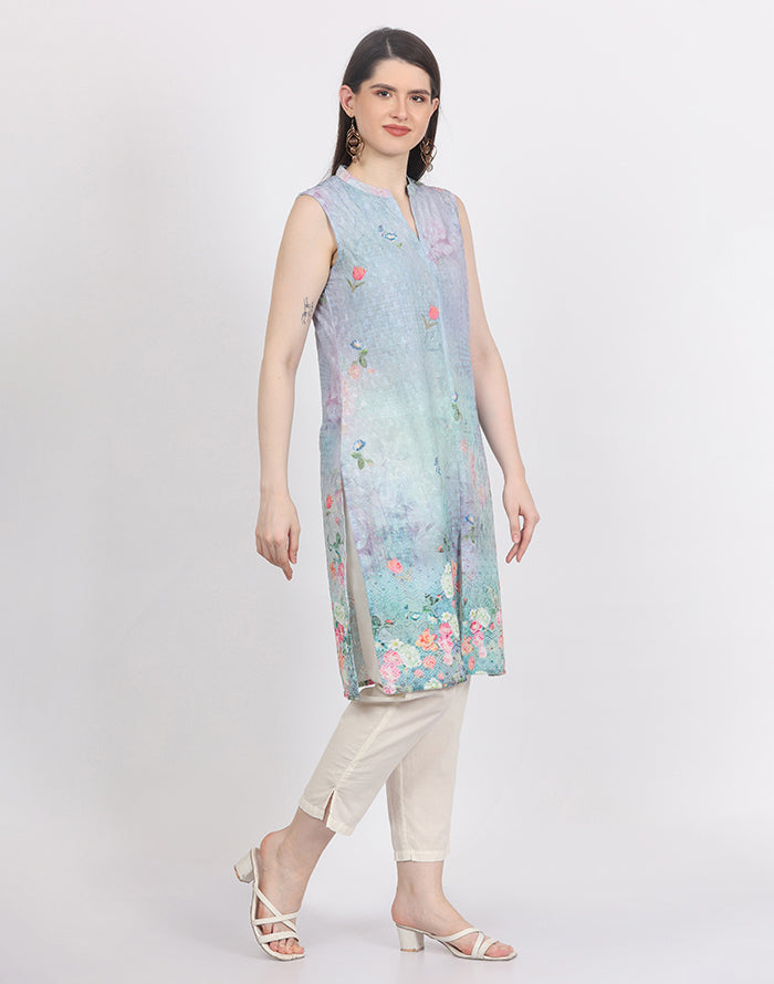 Green Floral Print Kurti