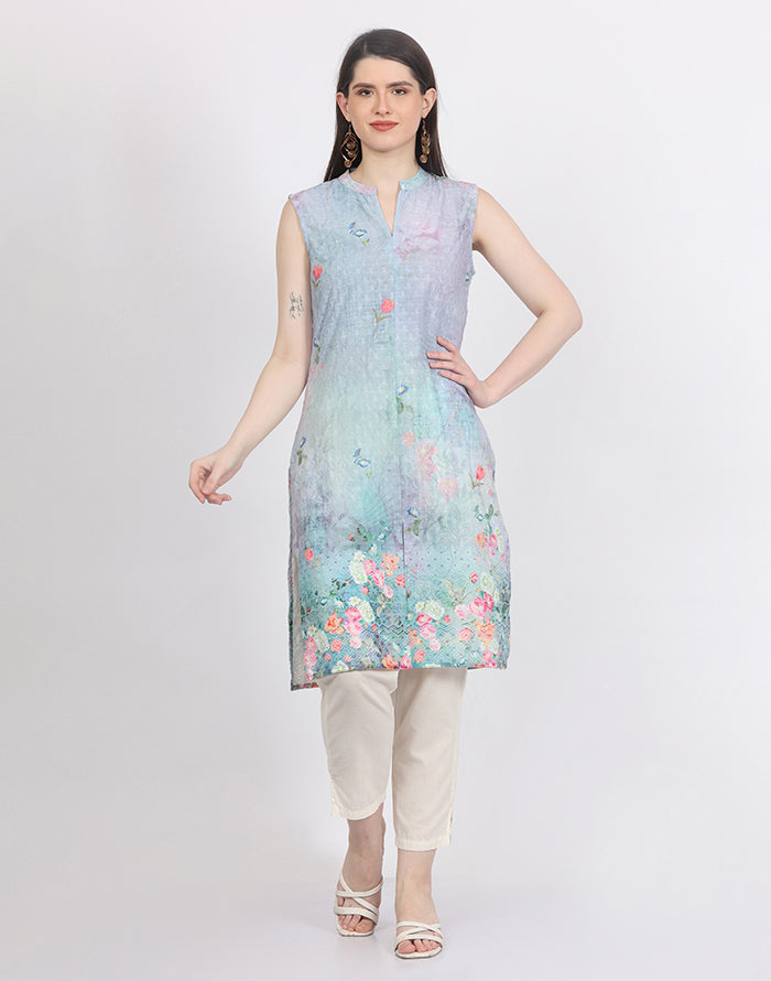 Green Floral Print Kurti