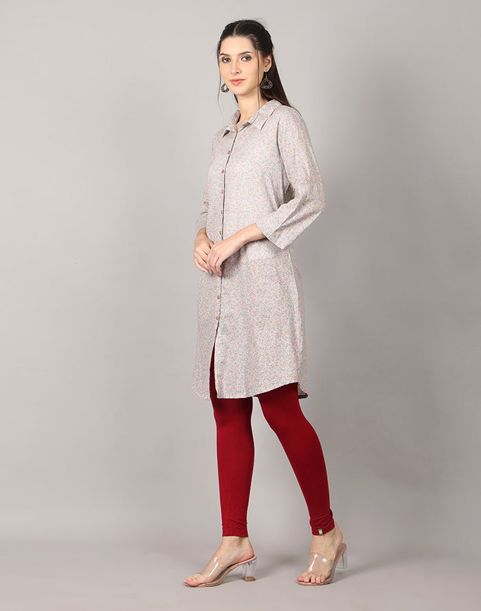 Grey Color Printed Kurti