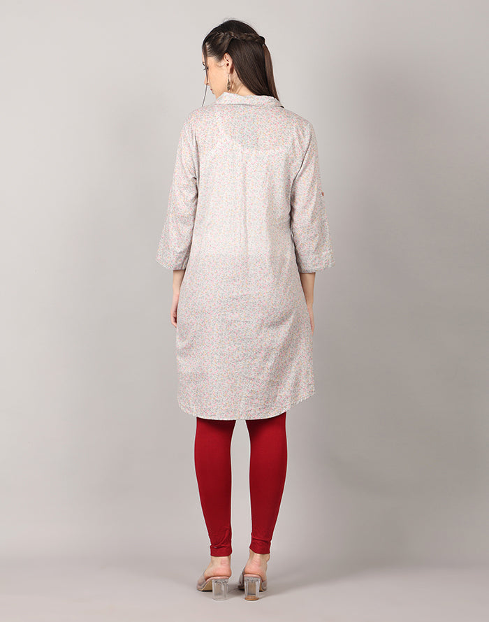 Grey Color Printed Kurti