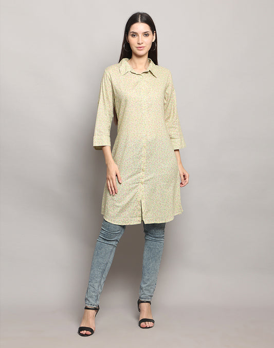 Green Color Printed Kurti