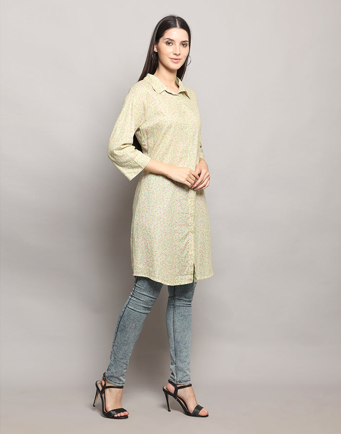 Green Color Printed Kurti