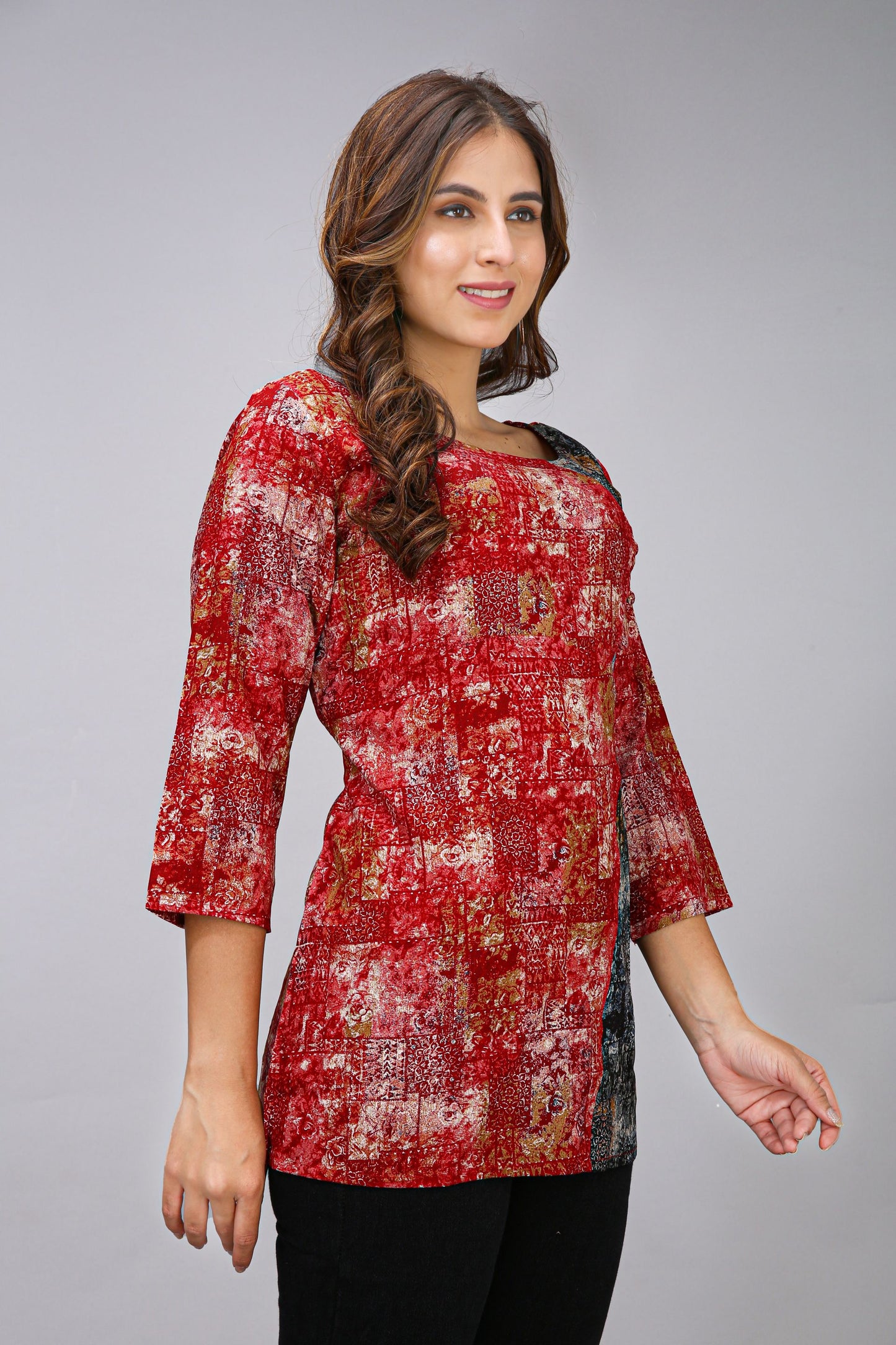 Red Color Printed Top