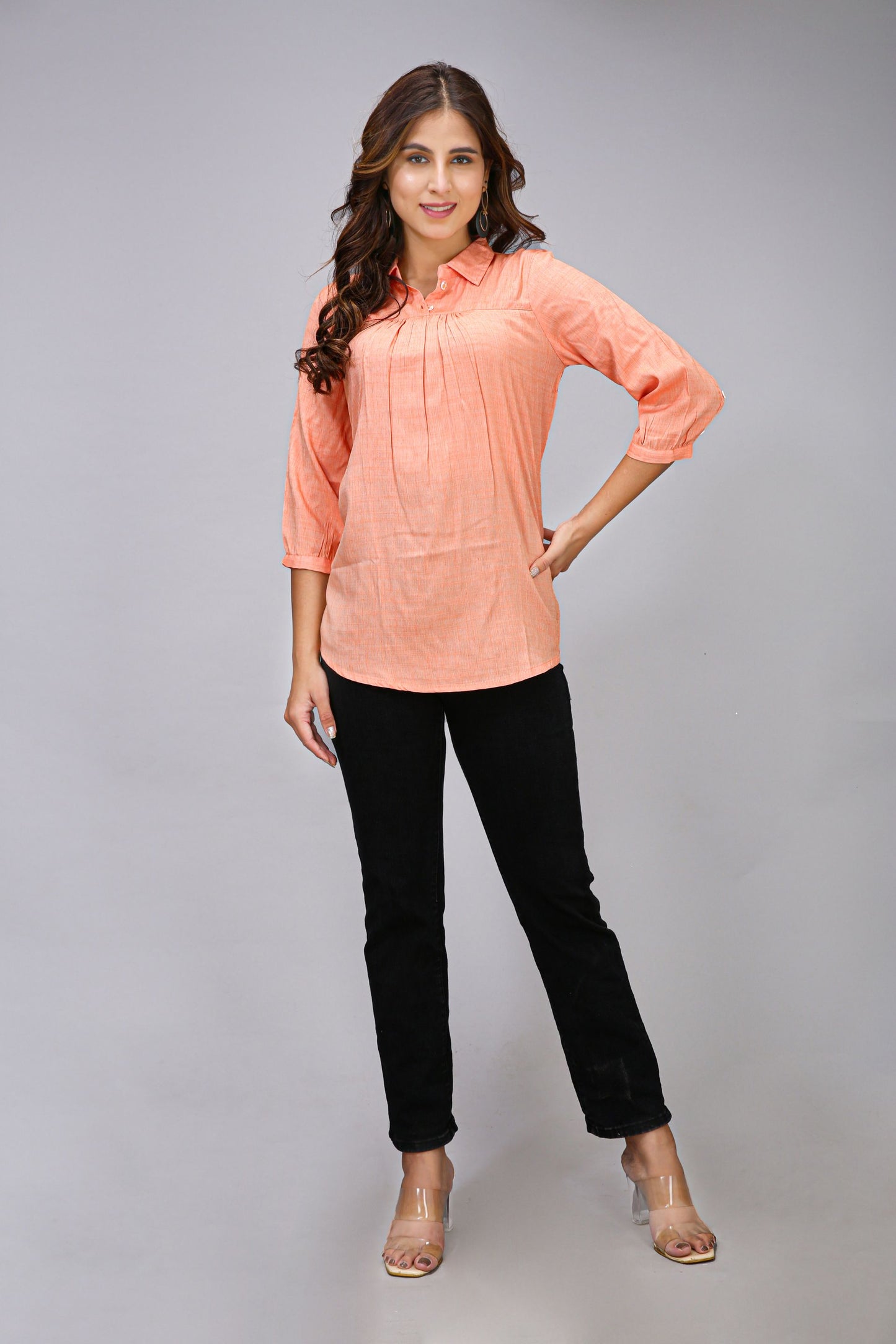 Orange Color Plain Top