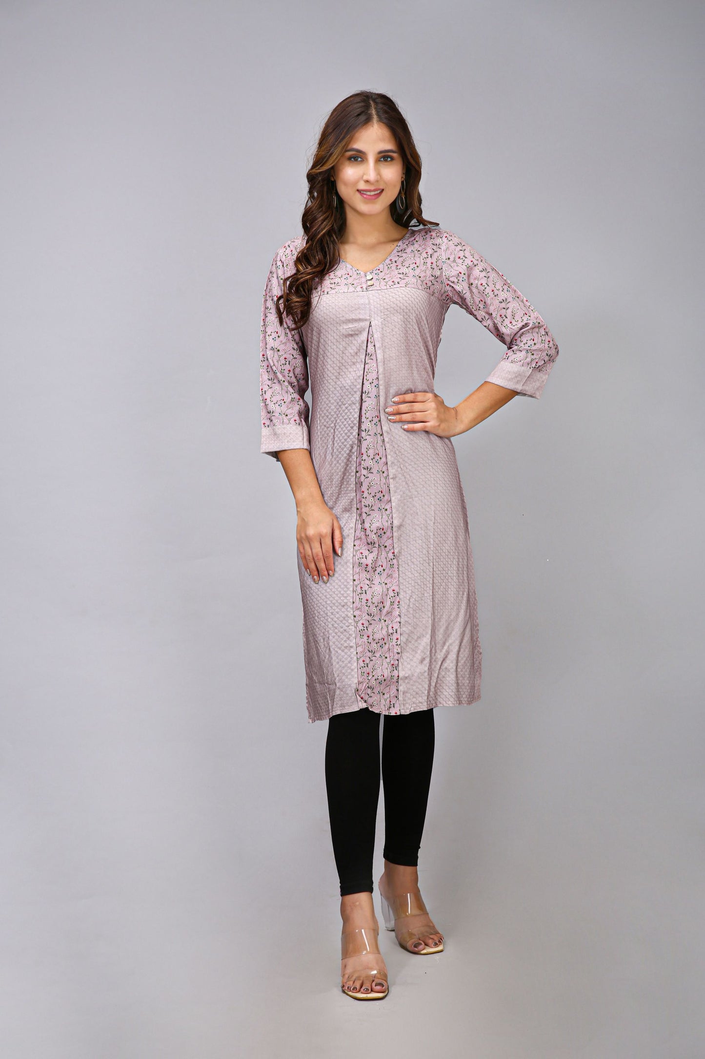 GREY COLOR PRINTED KURTI