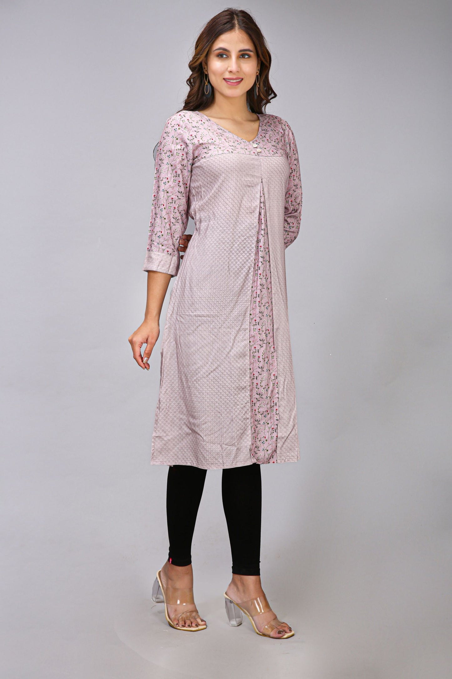 GREY COLOR PRINTED KURTI