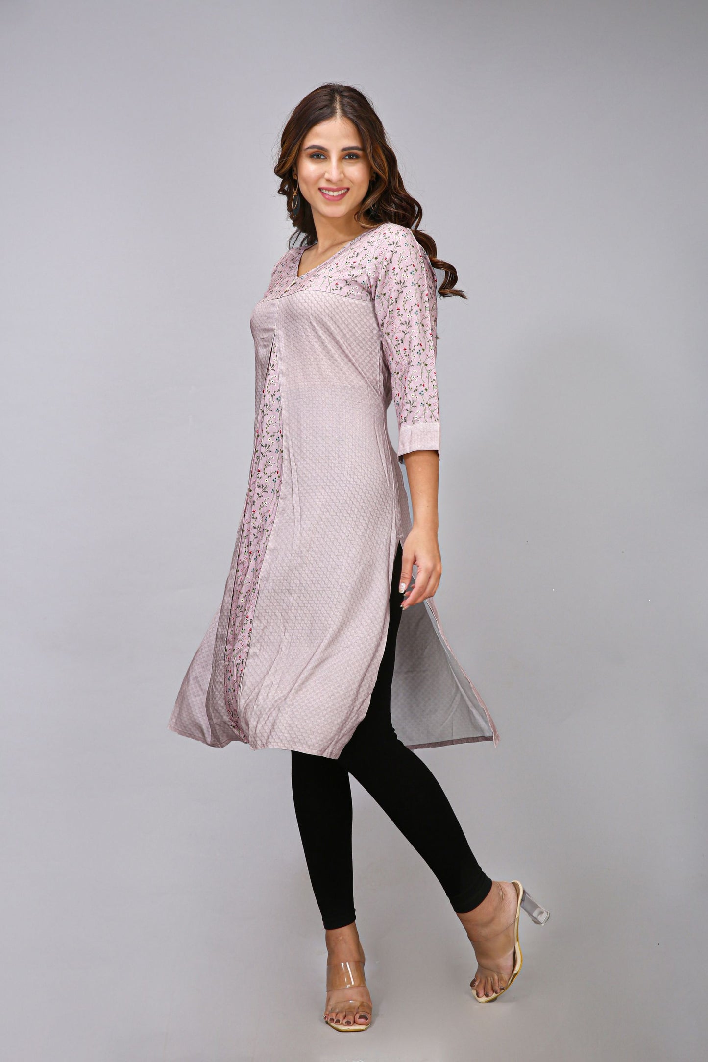 GREY COLOR PRINTED KURTI