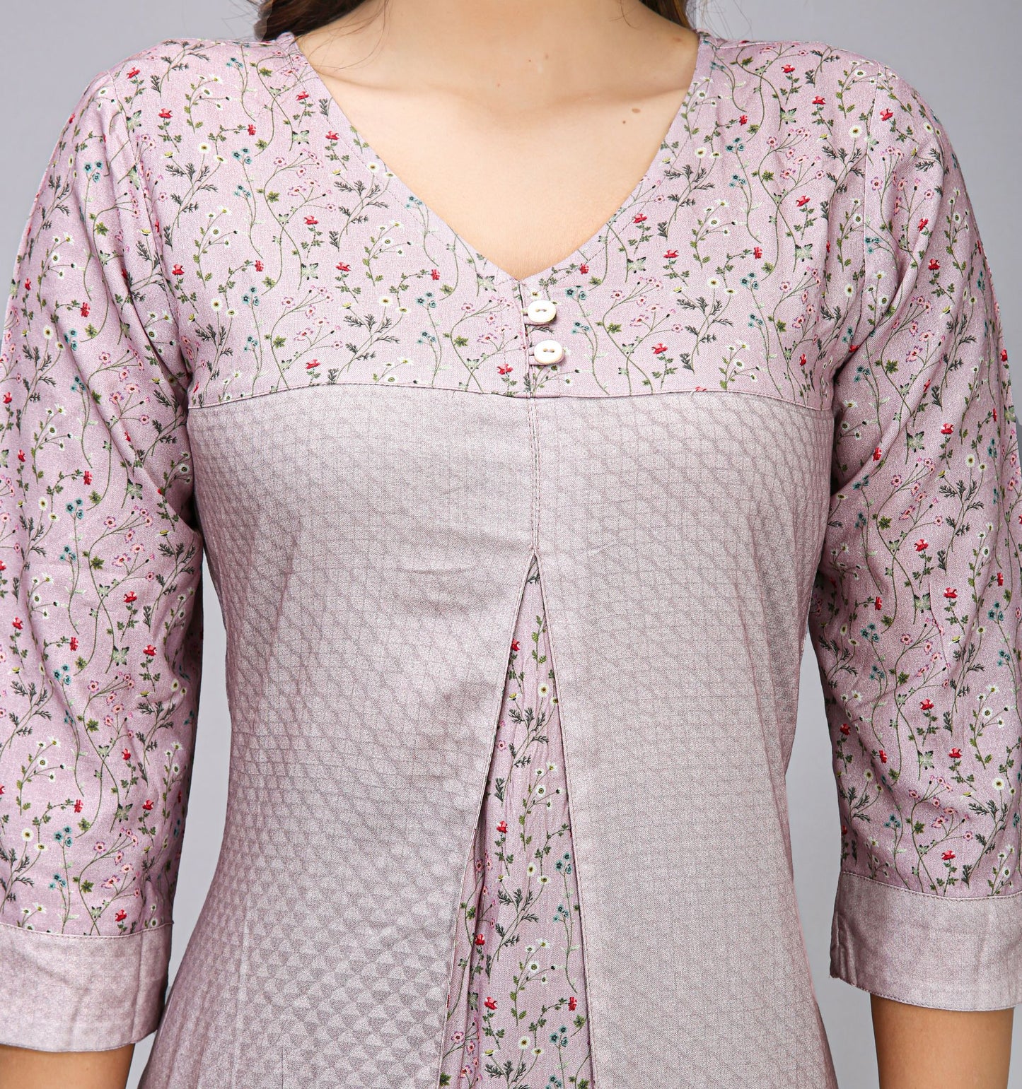 GREY COLOR PRINTED KURTI