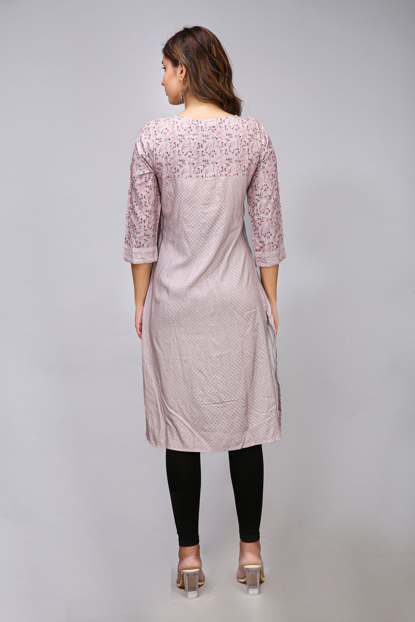 GREY COLOR PRINTED KURTI