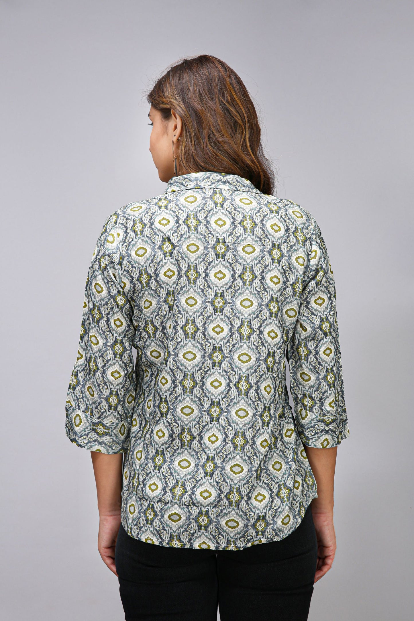 Green Color Printed Shirt