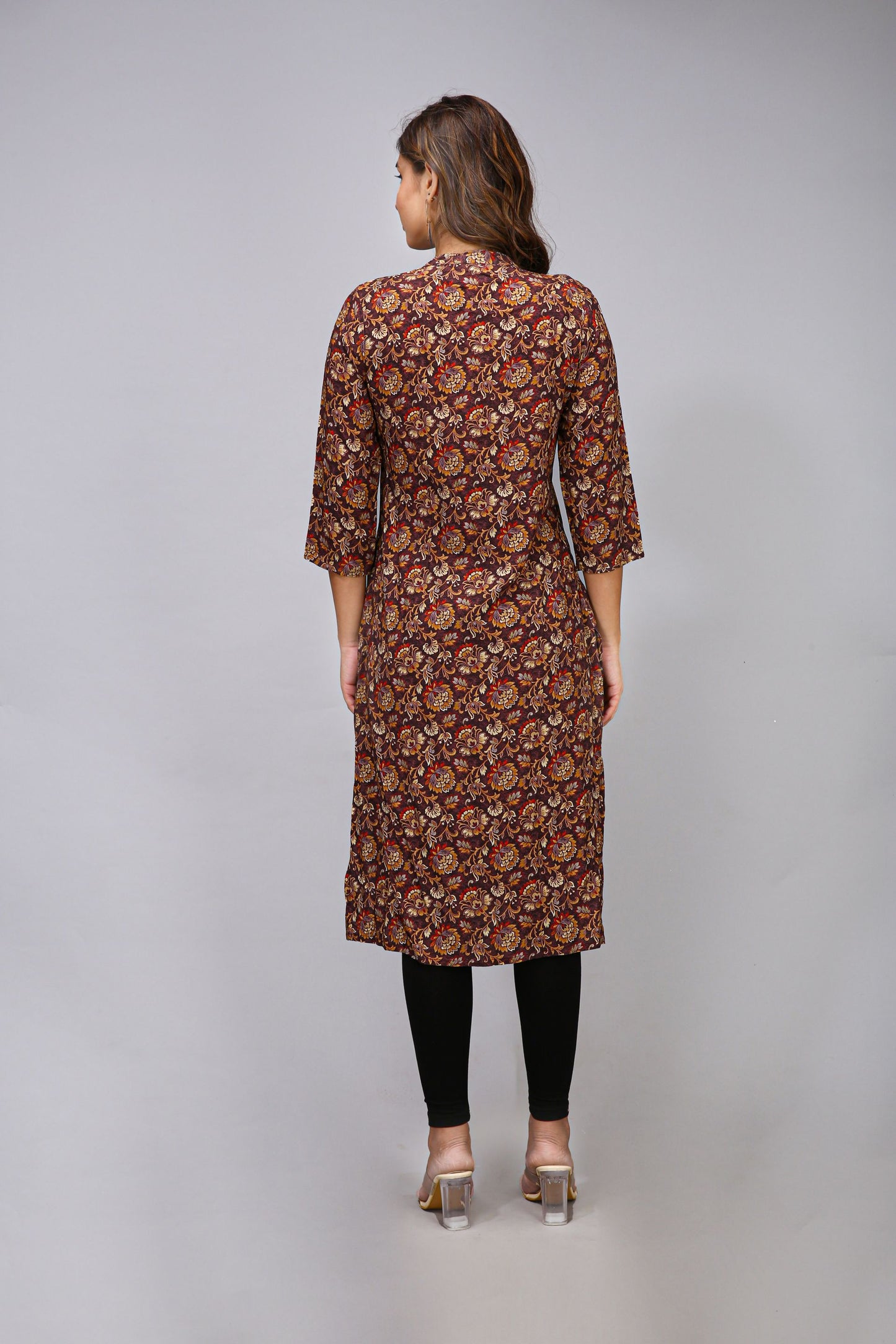 Brown Color Printed Kurti