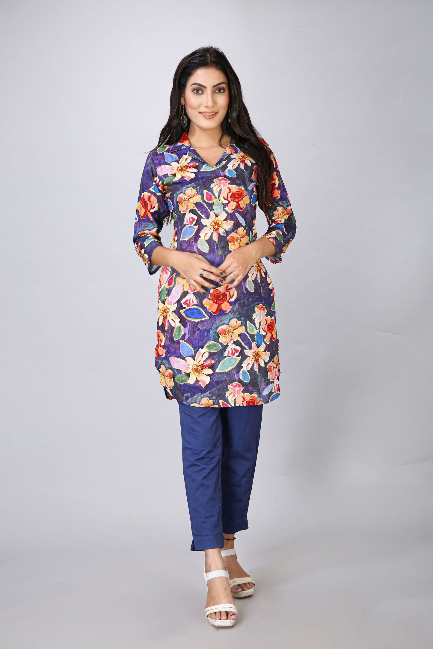 Blue Color Printed Kurti