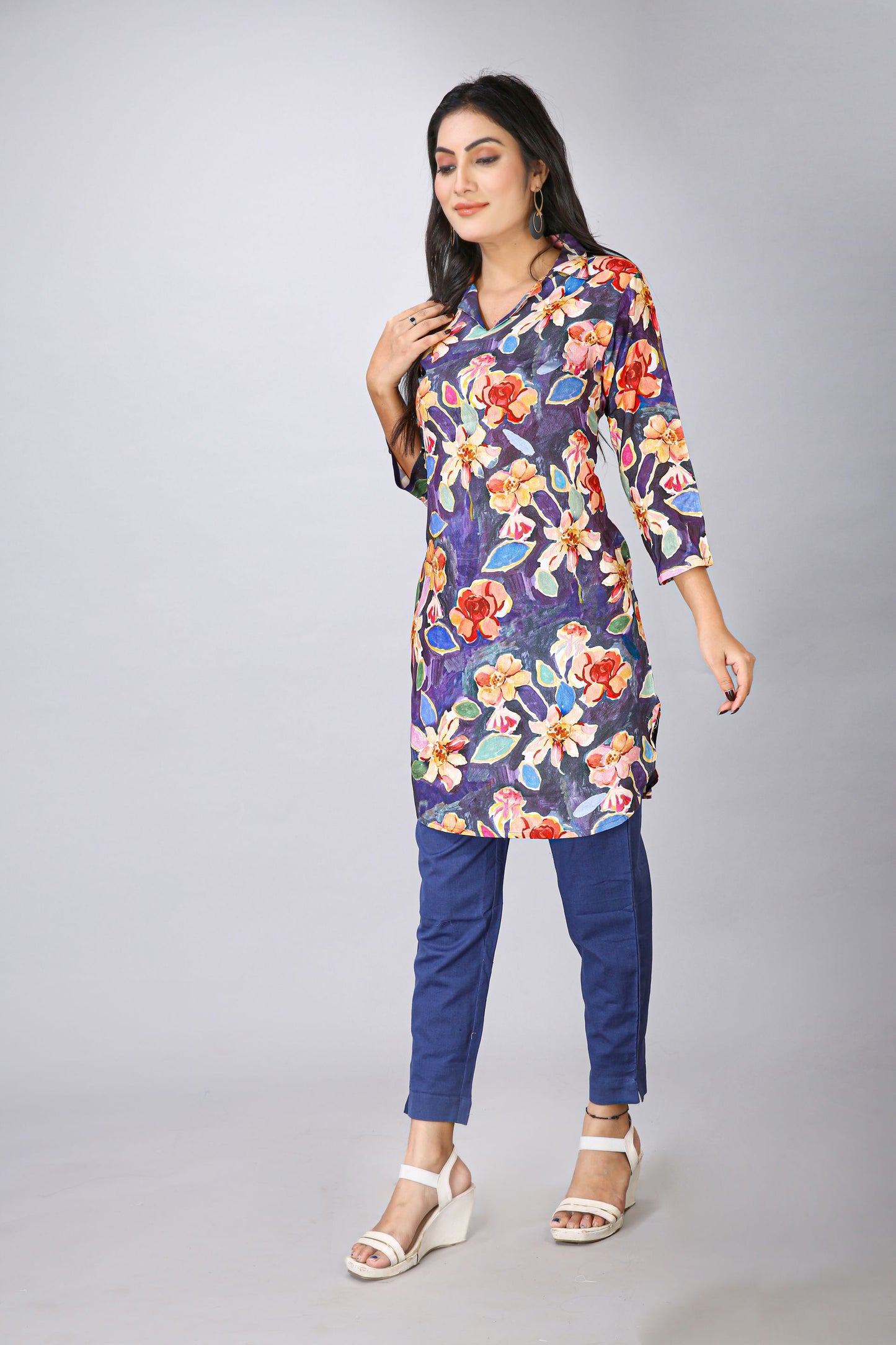 Blue Color Printed Kurti