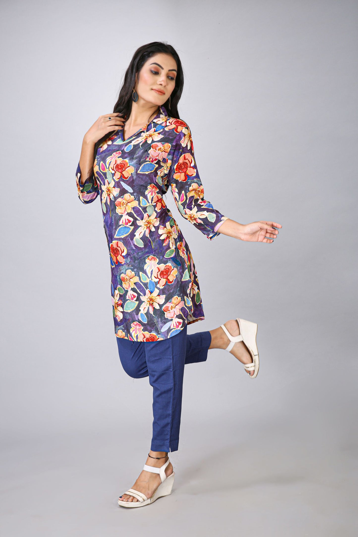 Blue Color Printed Kurti