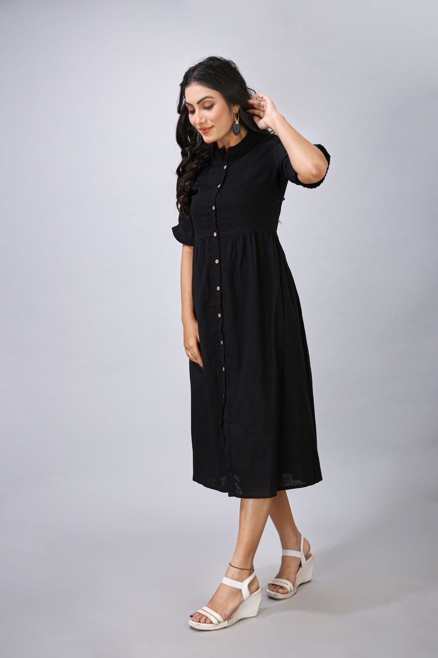 Black Plain One Piece Dress