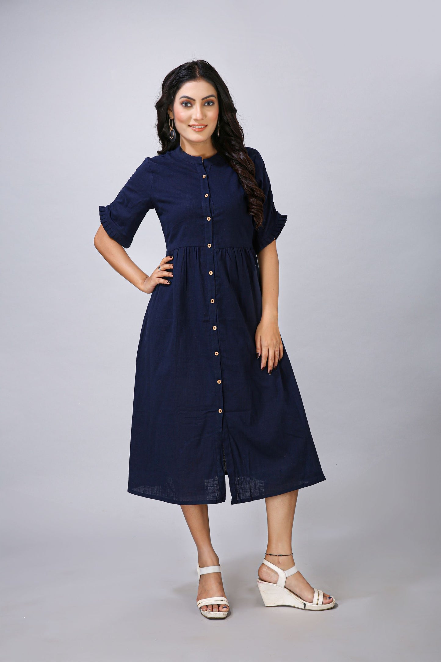 Navy Plain One Piece Dress