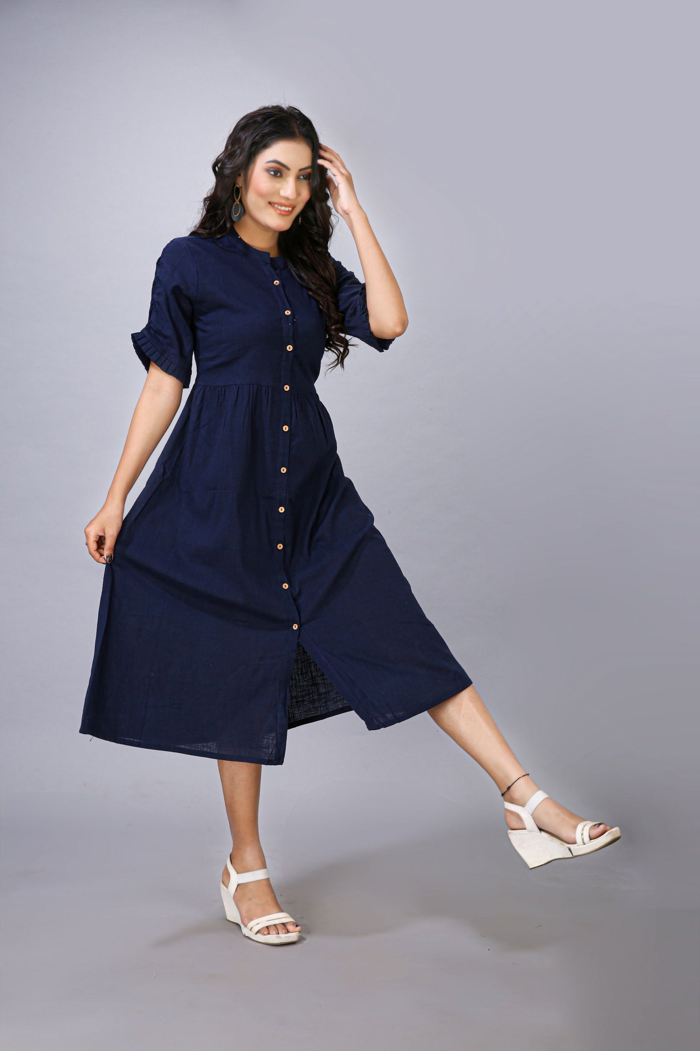 Navy Plain One Piece Dress