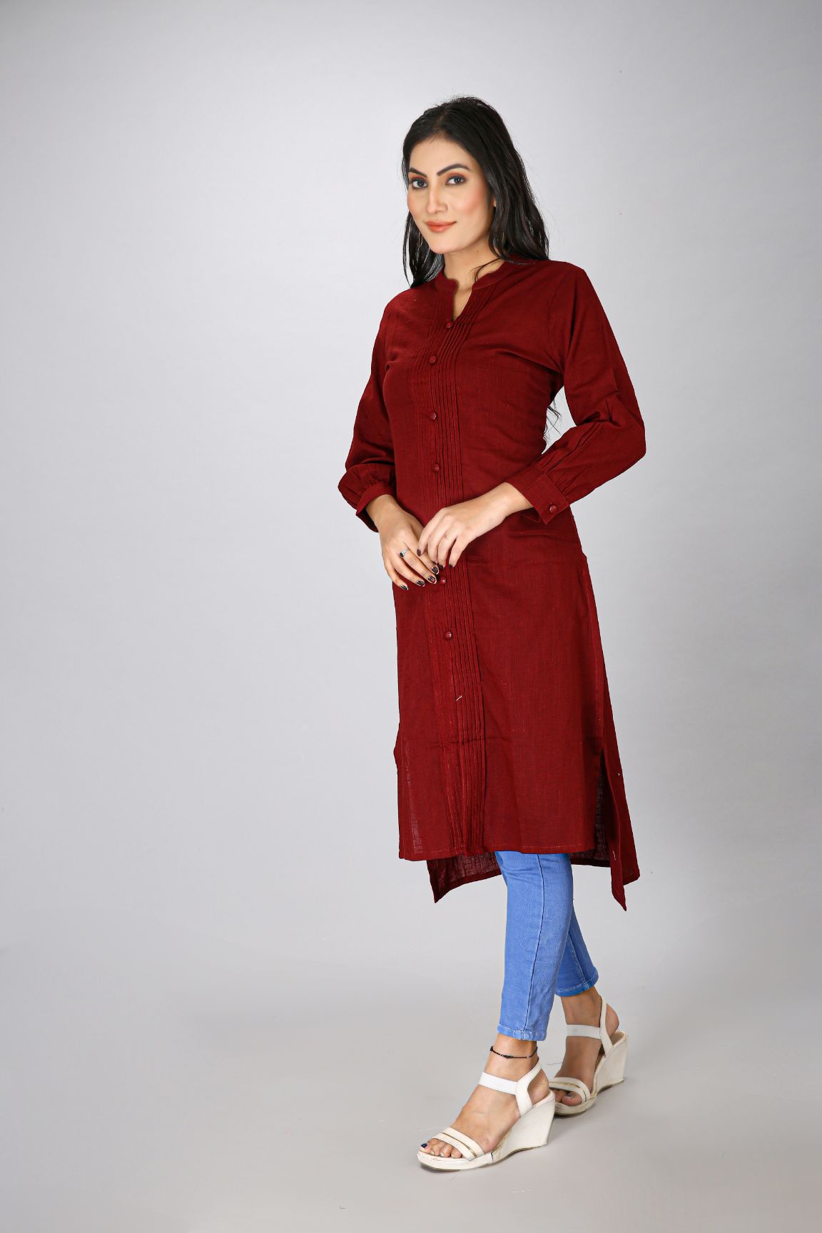 Maroon Plain Kurti