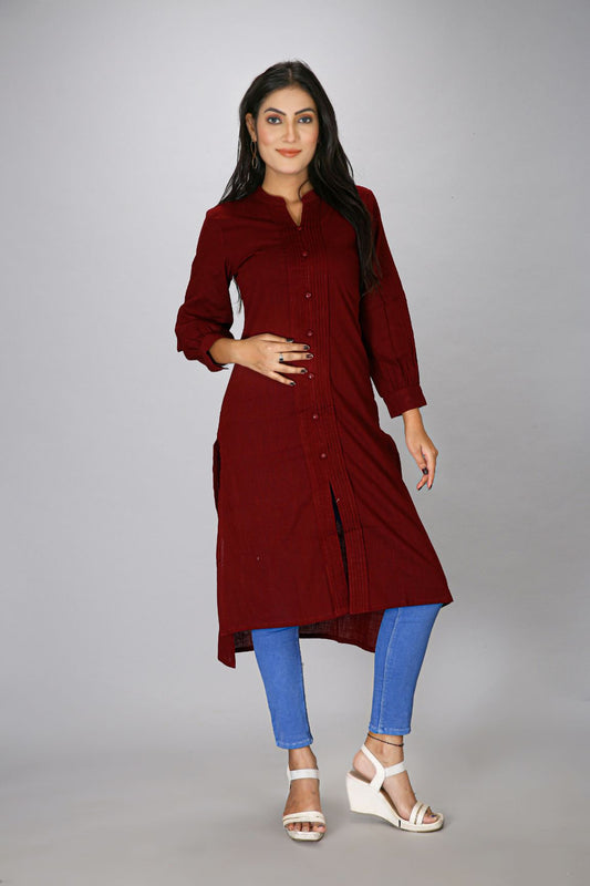 Maroon Plain Kurti